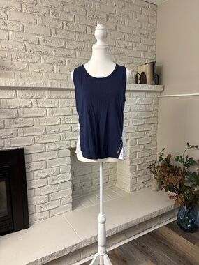 Helly Hansen Navy Blue Athletic Tank Top with Patterned Side Panels